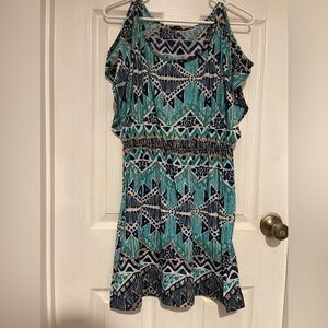 Multicolored cold shoulder Knee-Length Sundress